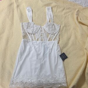 Lulu's White Lace Bustier Mini Dress